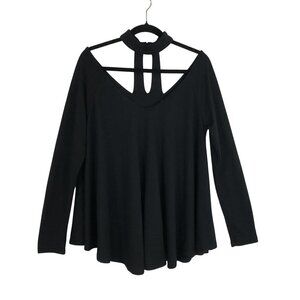 Very.J Top Cold Shoulder Cutout Long Sleeve Oversize Harness Neck Detail Sz M